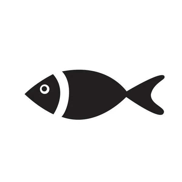 Icono de pescado negro sobre fondo blanco — Vector de stock