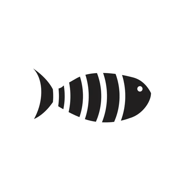 Icono de pescado negro sobre fondo blanco — Vector de stock