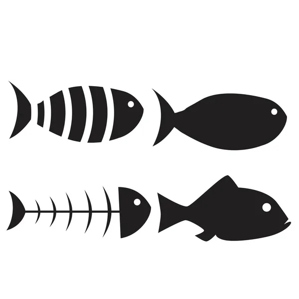 Ícone de peixe conjunto isolado no fundo branco — Vetor de Stock