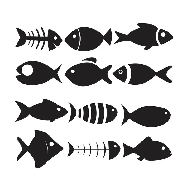 Balık simgesi beyaz arka plan üzerinde izole ayarlayın — Stok Vektör