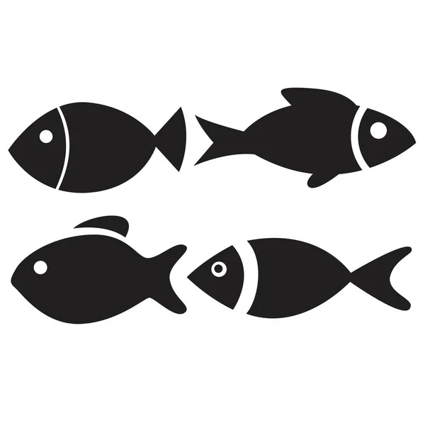 在白色背景上隔离的鱼图标集 — 图库矢量图片