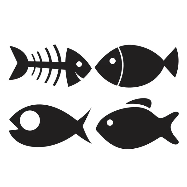 Fish icon set isolated on white background — Stock Vector