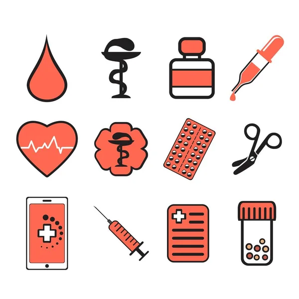 Set di icone per la sanità e la medicina — Vettoriale Stock