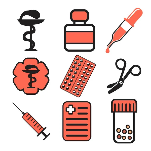 Hälso-och sjukvård och medicin ikoner set — Stock vektor