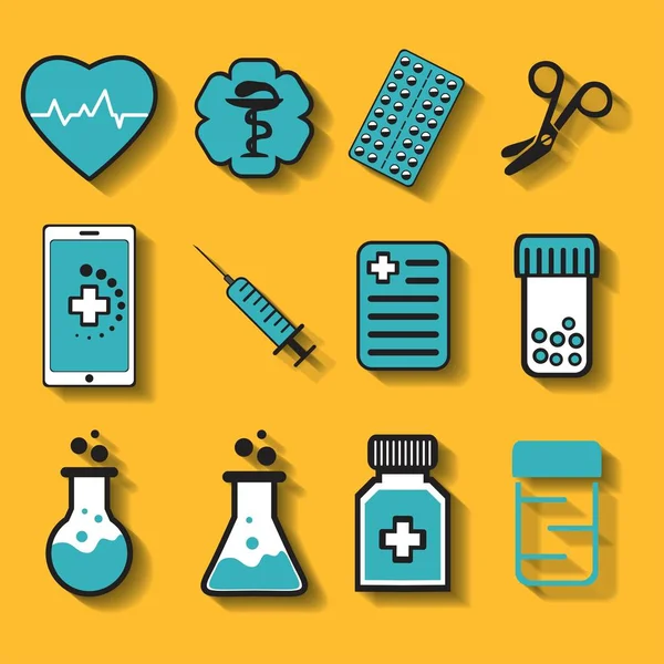 Ensemble d'icônes de santé et de médecine — Image vectorielle