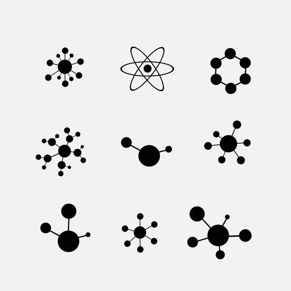 Набор иконок молекул изолирован на белом фоне