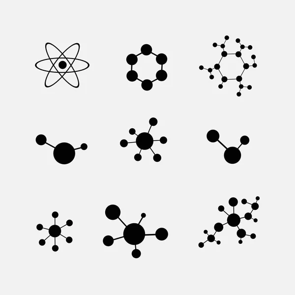 Conjunto de iconos moleculares aislados sobre fondo blanco — Archivo Imágenes Vectoriales