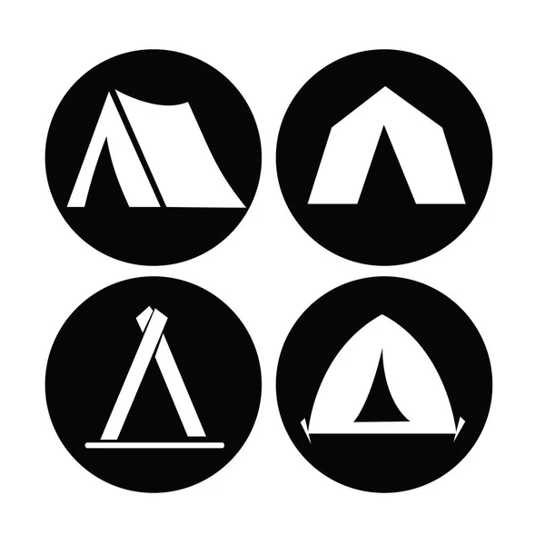 Kamp kubbesi veya çadır simgesi seti. Kamp kubbesi veya çadır simgeleri basit seti — Stok Vektör