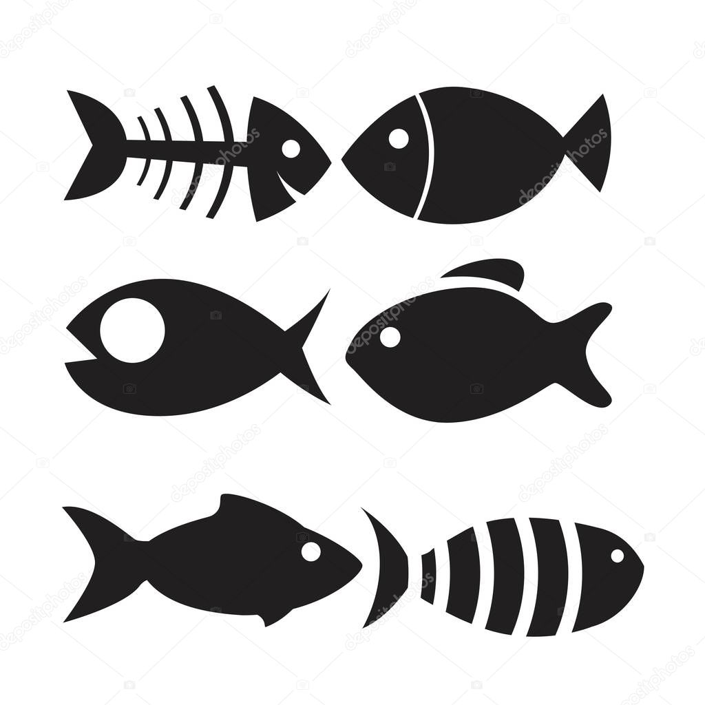 fish icon set isolated on white background