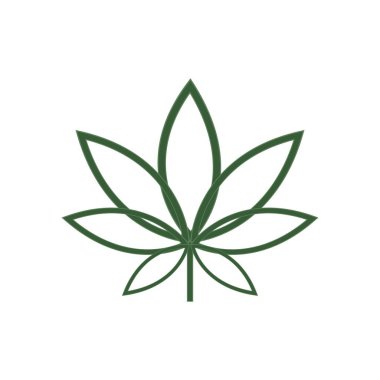 Beyaz arka planda izole edilmiş marihuana veya esrar vektör yaprağı