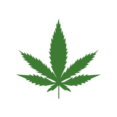 Beyaz arka planda izole edilmiş marihuana veya esrar vektör yaprağı