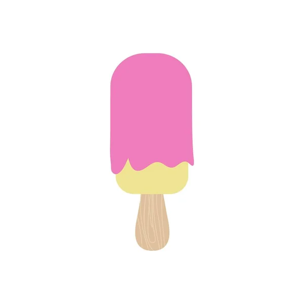 Dessin animé crème glacée mignonne isolé sur fond blanc — Image vectorielle