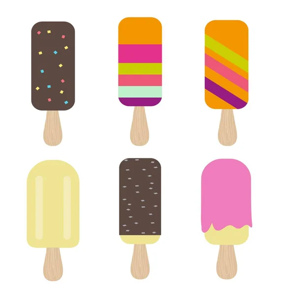 冰淇淋系列，在白色背景上隔离 — 图库矢量图片