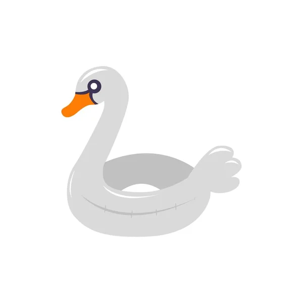 Realistisk vit svan fågel form pool uppblåsbar ring, rör, Float — Stock vektor