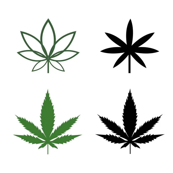 Ρυθμίστε τις εικόνες μαριχουάνα λογότυπο πράσινο φύλλο — Διανυσματικό Αρχείο
