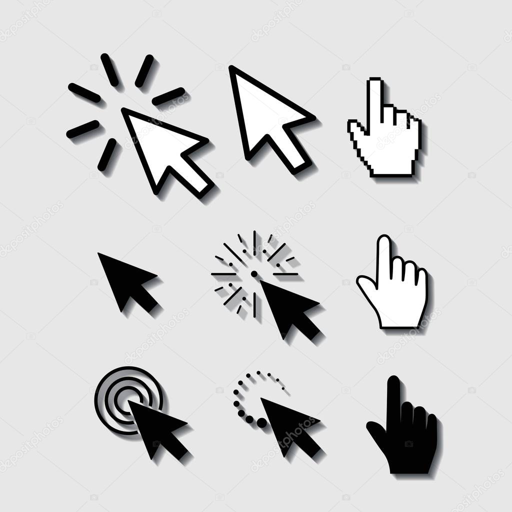 Set of flat modern cursor icons