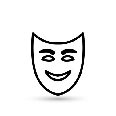 Tiyatro sembolü gülüyor ve ağlayan maske çizimi