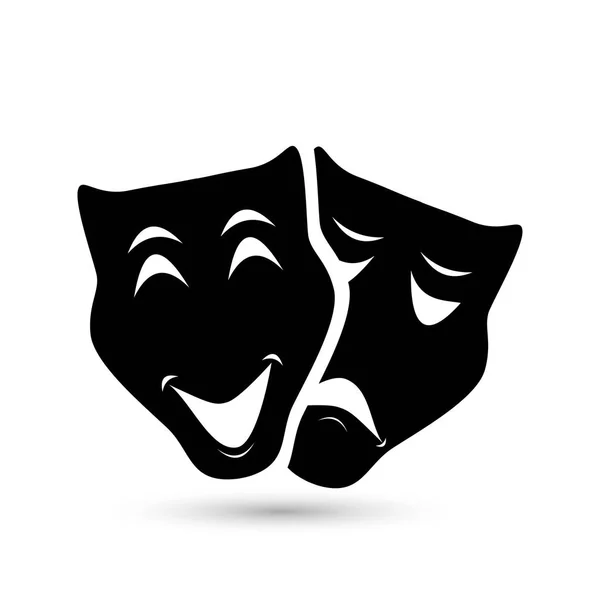 Theater symbol laughing and crying mask drawing — Stock Vector