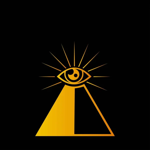 Gul Pyramid ikon isolerad på svart bakgrund — Stock vektor