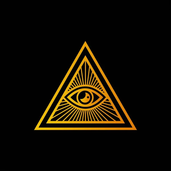 黒い背景に分離された黄色いピラミッドのアイコン — ストックベクタ