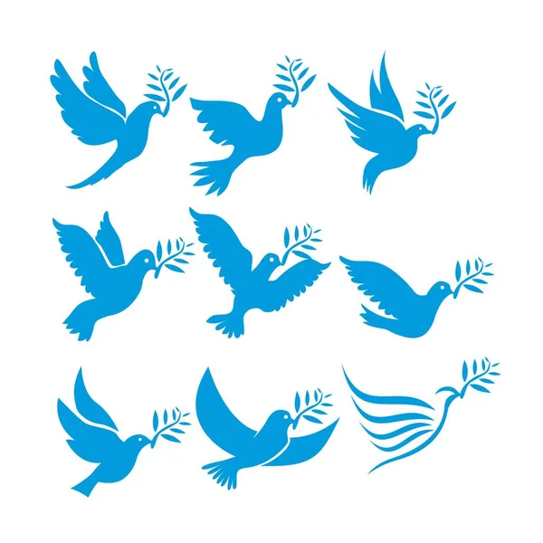 Conjunto de aves voladoras signo aislado en blanco . Vector De Stock