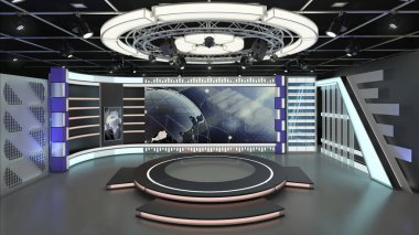 Sanal TV Haber Stüdyosu 6. 3D görüntüleme. Krom görüntüler için sanal set stüdyosu. Basit bir düzenleme, birkaç metrekare alan ve Sanal Set ile istediğiniz herhangi bir yeri muhteşem bir sanal sete dönüştürebilirsiniz..