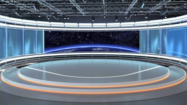 Sanal TV Haber Stüdyosu 35-2. 3D görüntüleme. Krom görüntüler için sanal set stüdyosu. Basit bir düzenleme, birkaç metrekare alan ve Sanal Set ile istediğiniz herhangi bir yeri muhteşem bir sanal sete dönüştürebilirsiniz..
