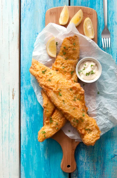 Dos Trozos Bacalao Frito Masa — Foto de Stock