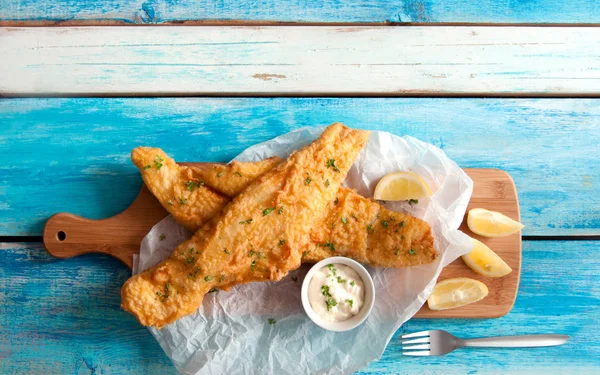 Dos Trozos Bacalao Frito Masa — Foto de Stock