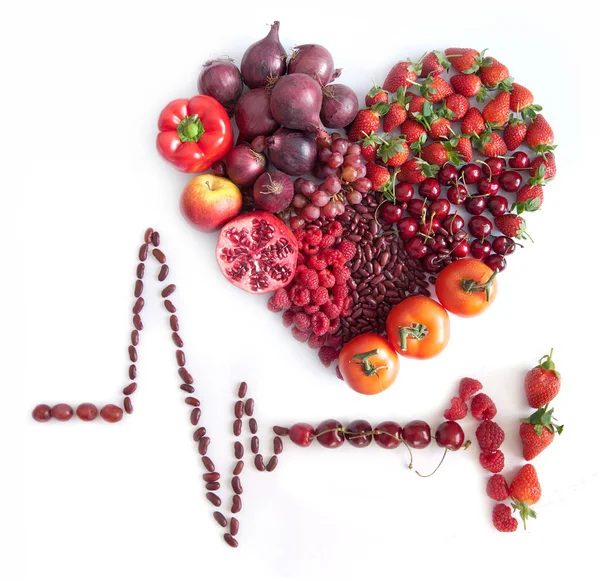 Heartshape 由食物制成的心电图图标 — 图库照片