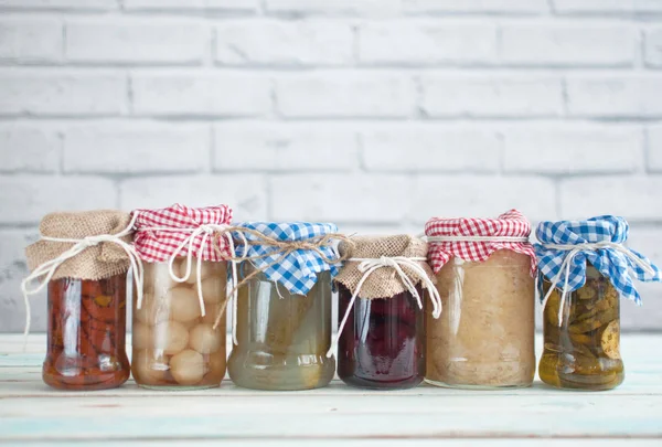 Jars Fermented Food Collection — Stock Photo, Image