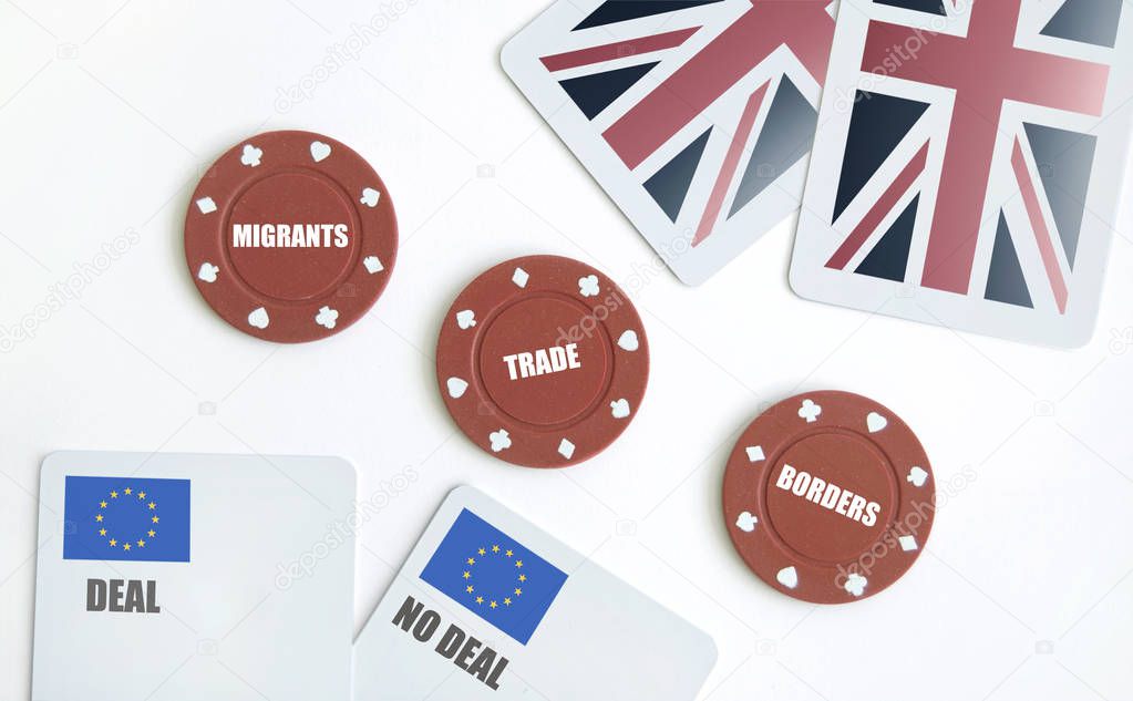 Brexit poker game with bargaining chips including migrants, trade and border
