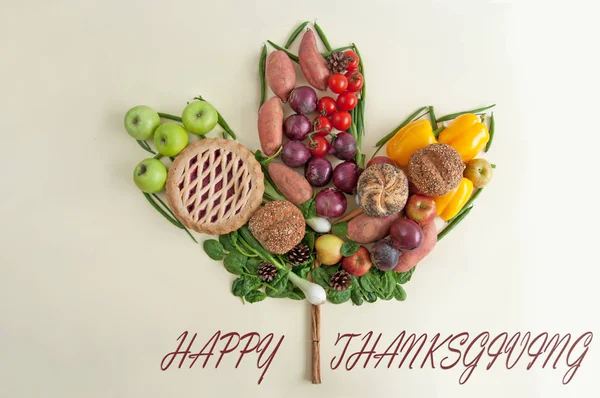 Thanksgiving Säsongens Frukter Och Grönsaker Form Höst Löv — Stockfoto