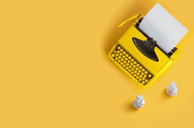Retro typewriter brainstorming writers block clipart
