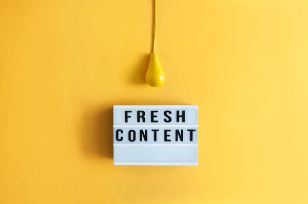 Fresh Content Message Box Lightbulb — Stock Photo, Image