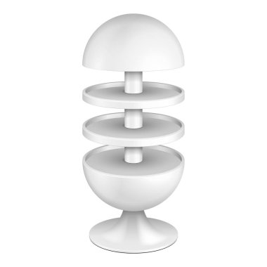 Yuvarlak karton zemin ekran raf süpermarket boş boş rafları ile için. İllüstrasyon izole beyaz arka plan üzerinde. Tasarımınız için hazır. Ürün reklam. Vektör Eps10