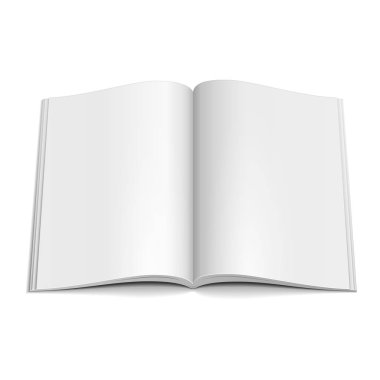 Boş açık dergi, kitap, kitapçık, broşür, kapak. İllüstrasyon izole beyaz arka plan üzerinde. Şablon hazır tasarımınız için alay. Vektör Eps10