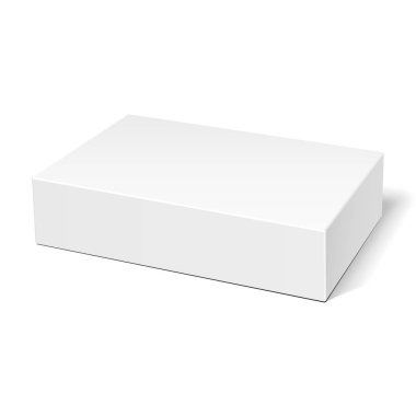 Mockup ürün karton plastik ambalaj kutusu. İllüstrasyon izole beyaz arka plan üzerinde. Şablon hazır tasarımınız için alay. Vektör Eps10