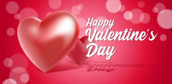 Día de San Valentín Banner 3D Fondo del corazón. Rojo, blanco, rosa. Postal, Mensaje de Amor o Tarjeta de Saludo. Lugar para el texto. Listo para tu diseño, publicidad. Ilustración vectorial. EPS10 — Archivo Imágenes Vectoriales