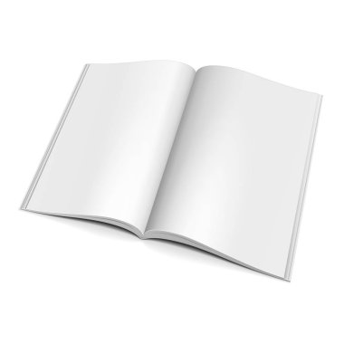 Boş açık dergi, kitap, kitapçık, broşür, kapak. İllüstrasyon izole beyaz arka plan üzerinde. Şablon hazır tasarımınız için alay. Vektör Eps10