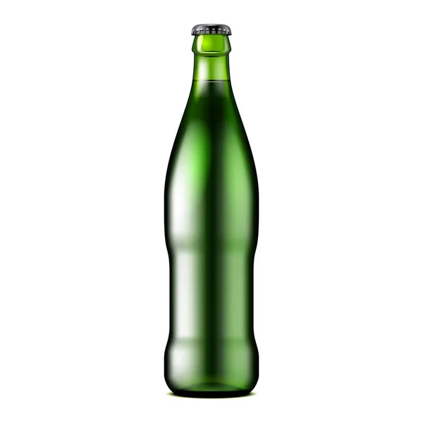 Mockup Glass Green Beer, Ale, Cider Bottle. Refrigerante Carbonatado. Modelo Mock Up. Ilustração Isolado em fundo branco. Pronto para o seu design. Embalagem do produto. Vetor EPS10 — Vetor de Stock