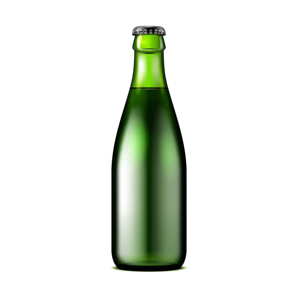 Glass Dark Green Beer, Ale, Cider Bottle. Refrigerante Carbonatado. Modelo Mock Up. Ilustração Isolado em fundo branco. Pronto para o seu design. Embalagem do produto. Vetor EPS10 — Vetor de Stock