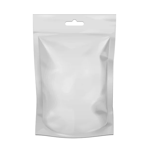 Mockup Blank Food Stand Up Pouch Sacket Bag. Mock up, Template. Иллюстрация изолирована на белом фоне. Ready for Your Design. Упаковка продукта. Вектор S10 — стоковый вектор