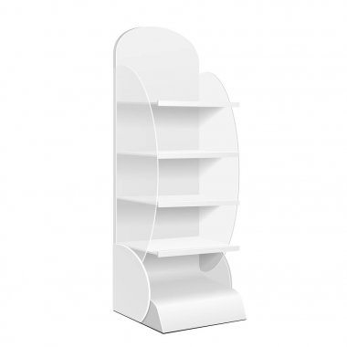 Perakende raflar, raf ticareti ile boş boş vitrin görüntüler. Yukarı, şablon alay. İllüstrasyon izole beyaz arka plan üzerinde. Tasarımınız için hazır. Ürün reklam. Vektör Eps10.