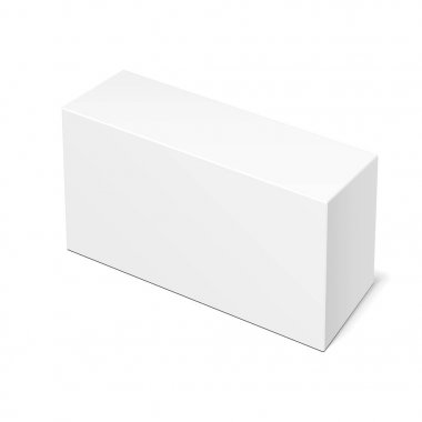 Mockup ürün karton plastik ambalaj kutusu. İllüstrasyon izole beyaz arka plan üzerinde. Şablon hazır tasarımınız için alay. Vektör Eps10