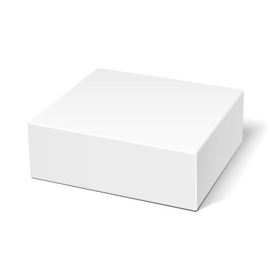 Mockup ürün karton plastik ambalaj kutusu. İllüstrasyon izole beyaz arka plan üzerinde. Şablon hazır tasarımınız için alay. Vektör Eps10