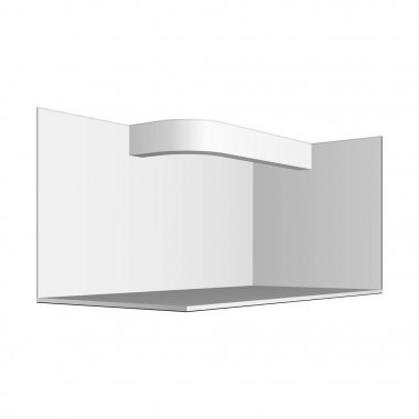 Mockup Sergi Stand Boş Boş. Sergi Sergisi. Alay Et. Beyaz Arka Plan İzole Üzerine İllüstrasyon. Tasarımınız için hazır. Ürün Reklam. Vektör 3d