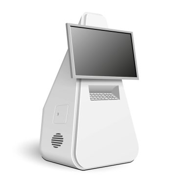 Mockup iki Stand afiş durak çubuğunu görüntüleme. Üçgen POI boş boş perakende yuvarlak. Beyaz arka plan üzerinde izole. Şablon hazır tasarımınız için alay. Ürün reklam vektör