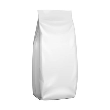 Mockup Boş Stand Up Poşet Snack Poşet Çanta. Mock Up, Şablon. Beyaz Arka Plan Üzerine İzole İllüstrasyon. Tasarımınız için hazır. Ürün Ambalaj. Vektör Eps10