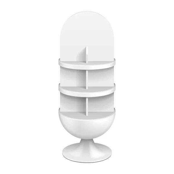 Runda ägg kartong golvet Display Rack för stormarknad Tom Tom med hyllor. Illustration isolerade på vit bakgrund. Redo för din Design. Produkt reklam. Vector Eps10 — Stock vektor